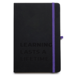 A5 Black Mole Notebook with purple elastic