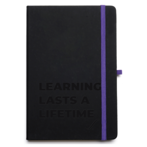 A5 Black Mole Notebook with purple elastic