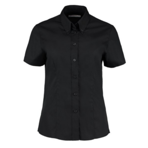 Ladies Short Sleeved Oxford Blouse Tailored Fit Black