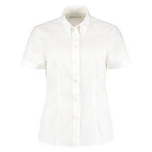 Ladies Short Sleeved Oxford Blouse Tailored Fit White